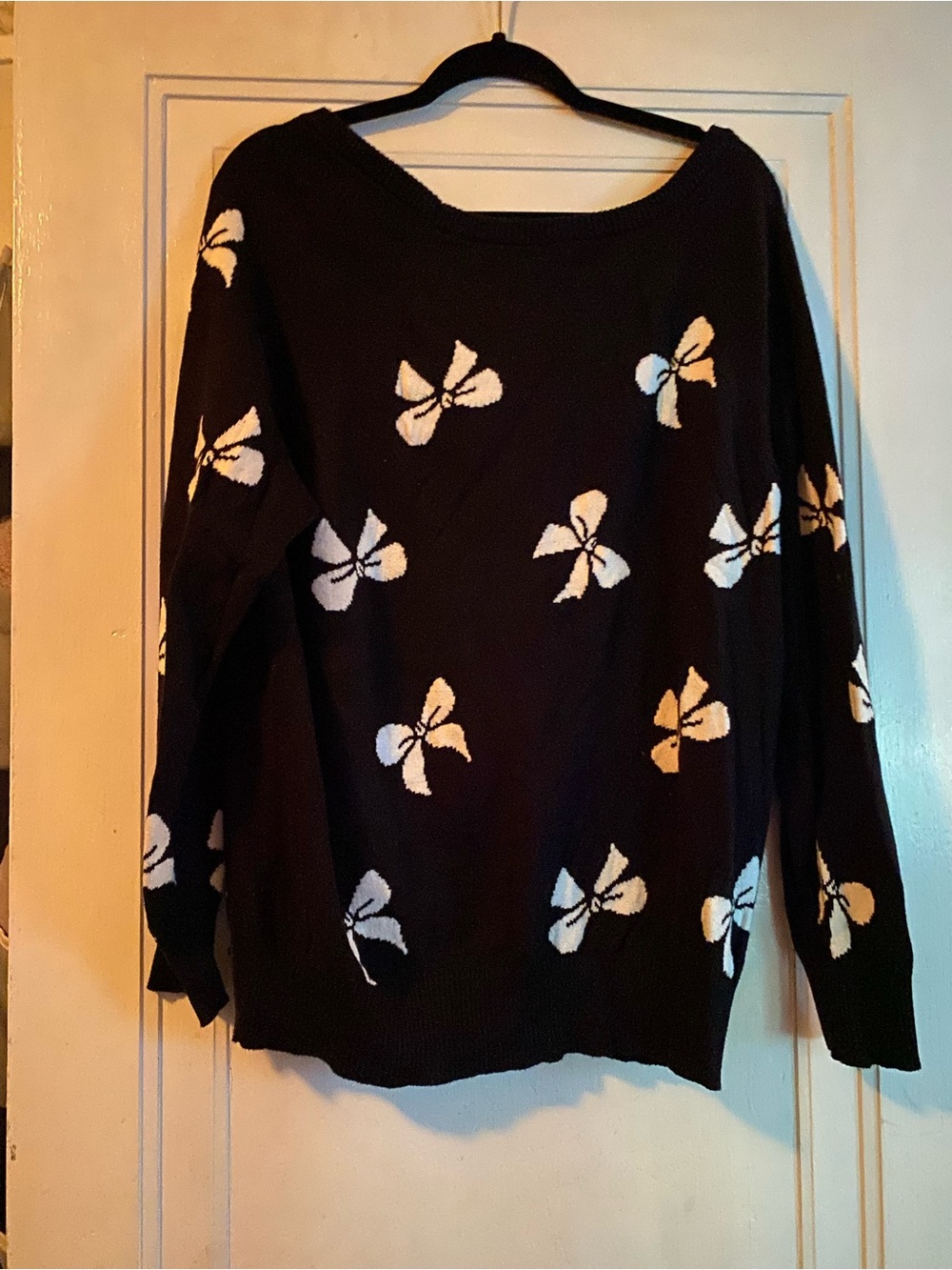 torrid Black Cotton Sweater with white Bows